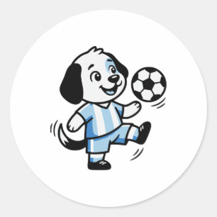 Süßer Hund Welpe spielt Fußball Fußll Hunde Welpen Runder Aufkleber