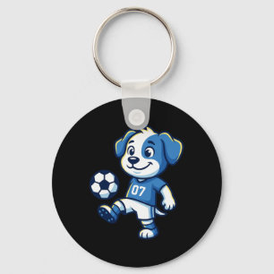 Süßer Hund Welpe spielt Fußball Fußll Hunde Welpen Schlüsselanhänger
