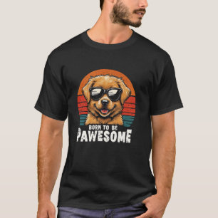 Süßer Hund Welpe trägt lustige Sonnenbrille Vintag T-Shirt