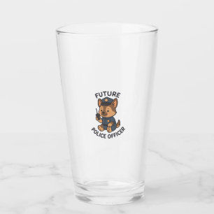 Süßer Hund zukünftiger Polizist Thema Glas
