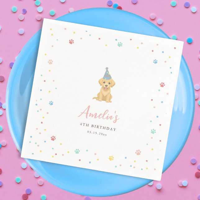 Süßer Hundegeburtstag Pink Serviette (Von Creator hochgeladen)