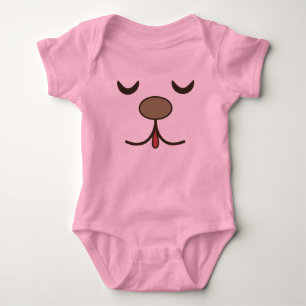 Süßer Hundegesicht rosa Baby Strampler