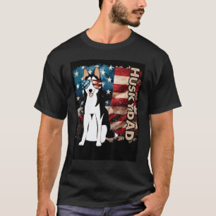 Süßer Husky-Vater Amerikanische Flagge Patriotisch T-Shirt