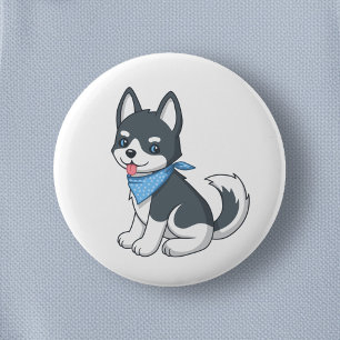 Süßer Husky-Welpe Button