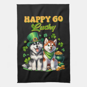 Süßer Husky zum St. Patrick's Day Geschirrtuch