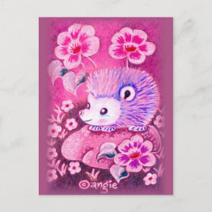 Süßer Igel Auf Einem Felsen Postkarte