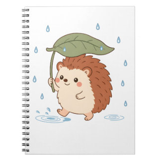 Süßer Igel-Blatt-Regenschirm-Regentag-Notizbuch Notizblock