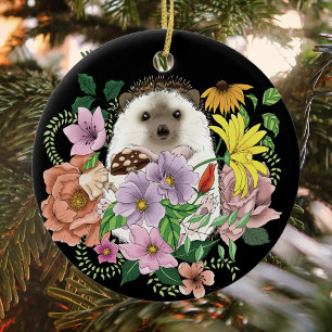 Süßer Igel Bunte Wildblumen Wald Keramik Ornament