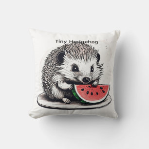 Süßer Igel, der Wassermelone isst – im Stil einer Kissen