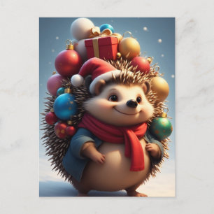 ❄️ Süßer Igel-Feiertagsglanz 🎄 Niedlicher Winter Postkarte