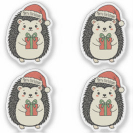 Süßer Igel Frohe Weihnachten Aufkleber