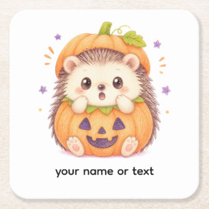 Süßer Igel im Kürbiskostüm Halloween-Illustration Rechteckiger Pappuntersetzer