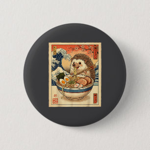 Süßer Igel isst Ramen-Nudeln Schale Niedlich Ani Button