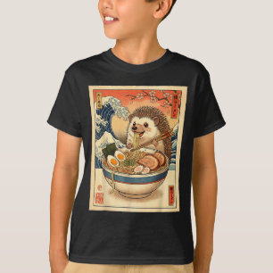Süßer Igel isst Ramen-Nudeln Schale Niedlich Ani T-Shirt