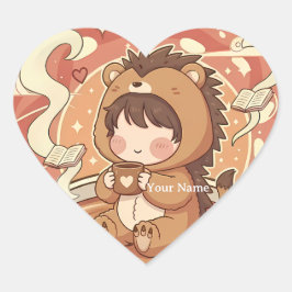 Süßer Igel Liebe Herzförmiger Aufkleber