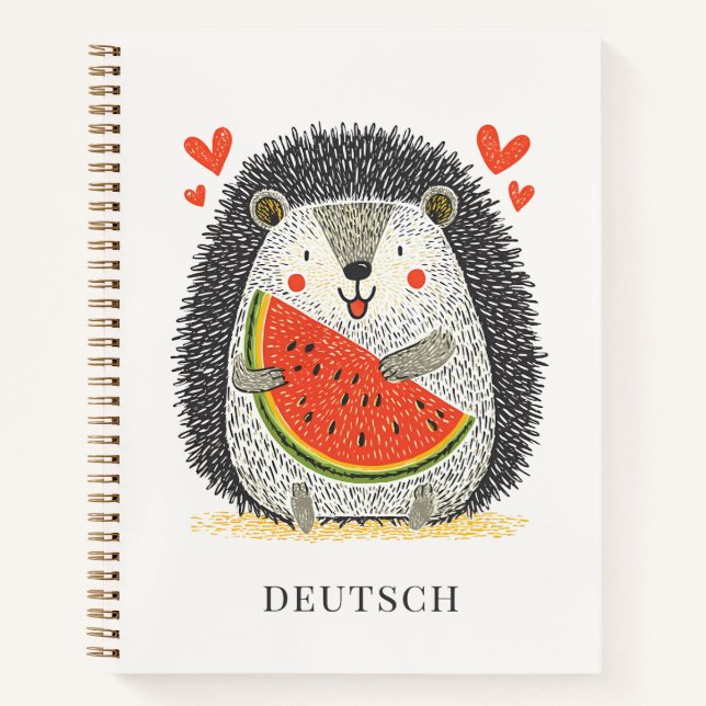 Süßer Igel liebt Wassermelone Notizbuch (Vorderseite)