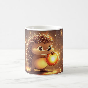 süßer Igel mit einem leuchtend roten Apfel Kaffeetasse