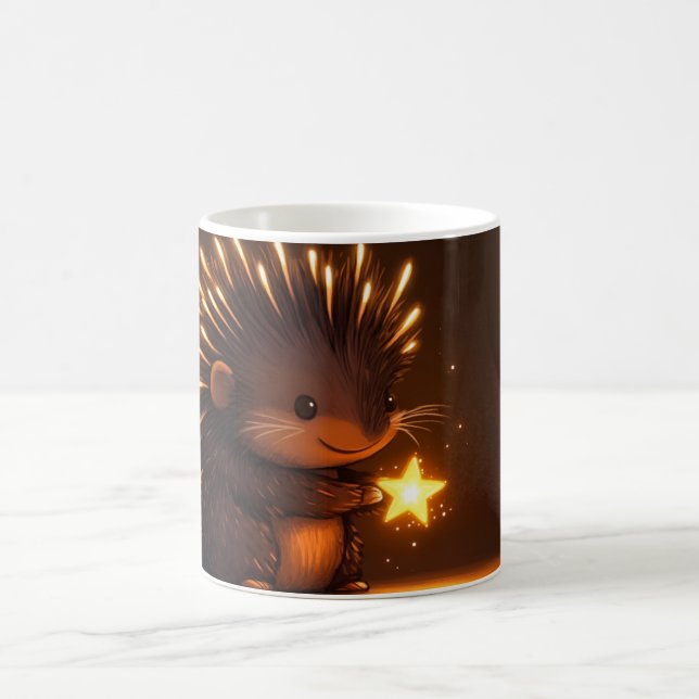 süßer Igel mit einem leuchtenden Stern Kaffeetasse (Mittel)
