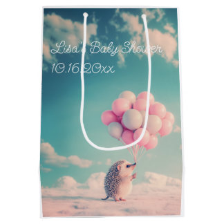 Süßer Igel mit Geburtstagsballons, anpassbar Mittlere Geschenktüte