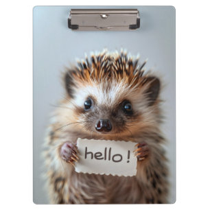 Süßer Igel mit "Hallo!"-Schild Klemmbrett
