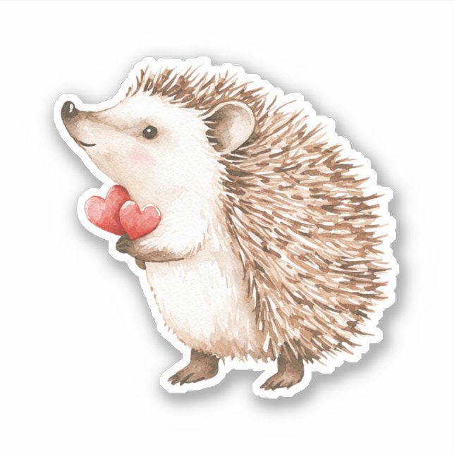 Süßer Igel mit Herzen Aufkleber (Vorderseite)