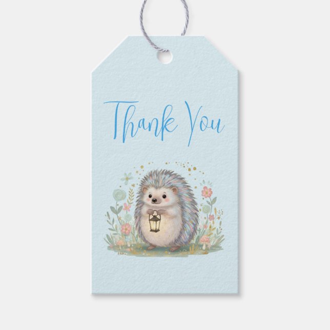 Süßer Igel mit Laterne Danke Geschenkanhänger (Vorderseite)