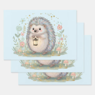 Süßer Igel mit Laterne Geschenkpapier Set