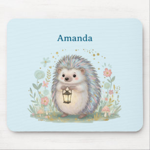Süßer Igel mit Laterne Mousepad