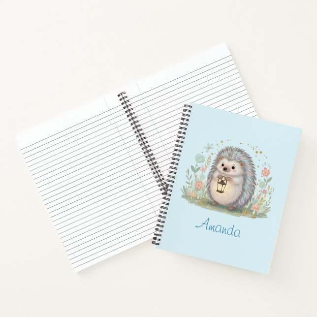 Süßer Igel mit Laterne Notizbuch (Innenseite)