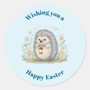 Süßer Igel mit Laterne Ostern Runder Aufkleber