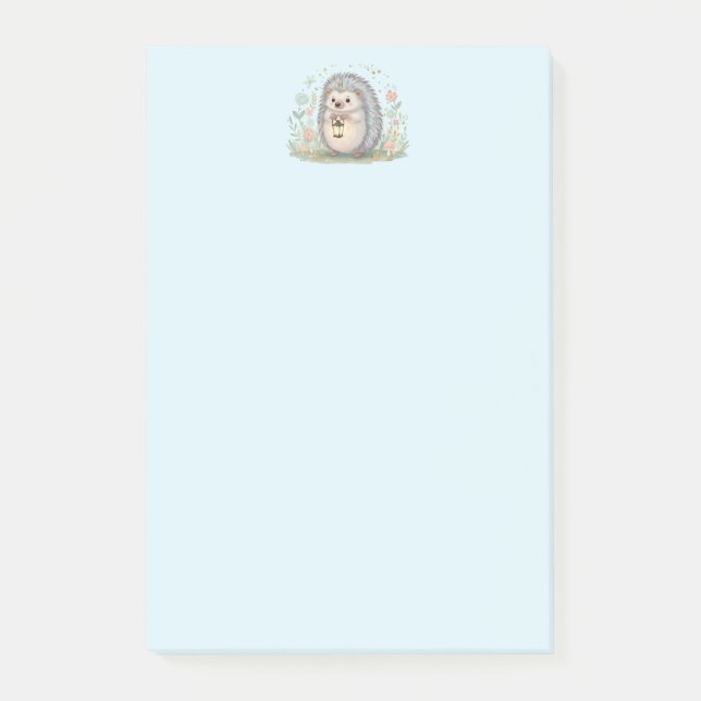 Süßer Igel mit Laterne Post-it Klebezettel (Vorderseite)