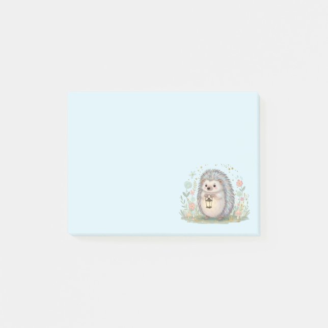 Süßer Igel mit Laterne Post-it Klebezettel (Vorderseite)