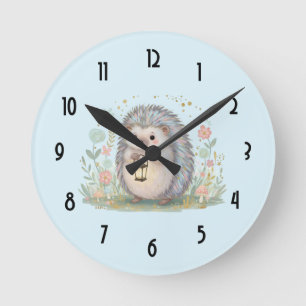 Süßer Igel mit Laterne Runde Wanduhr