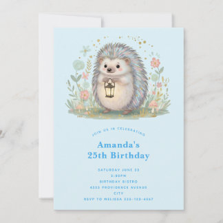 Süßer Igel mit Laterne zum Geburtstag Einladung