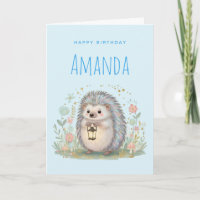 Süßer Igel mit Laterne zum Geburtstag