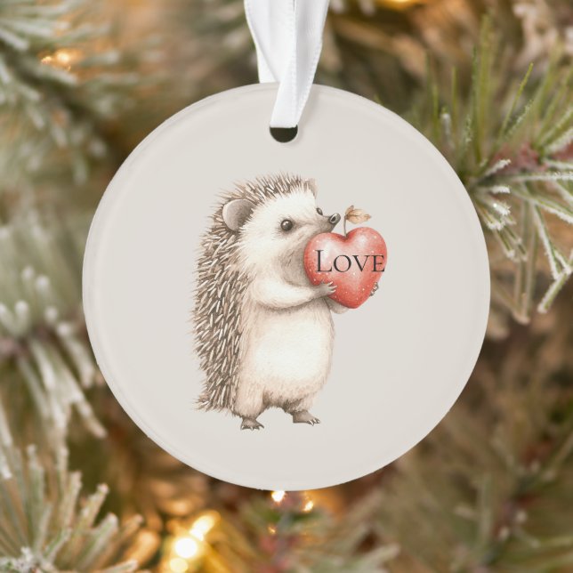 Süßer Igel mit roter Herz Liebe Ornament (Baum)