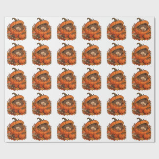 Süßer Igel Schlafkürbis Gemütlicher Herbst Geschenkpapier