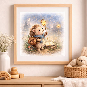 Süßer Igel und Glühwürmchen Quadrat Kinderkinderzi Poster