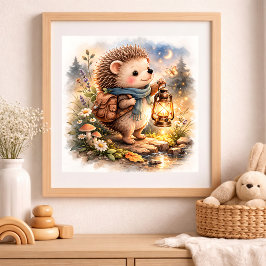 Süßer Igel und Laterne Kinder Poster