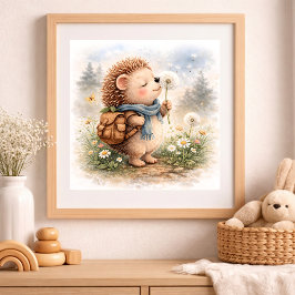 Süßer Igel und Löwenzahn für Kinder Poster