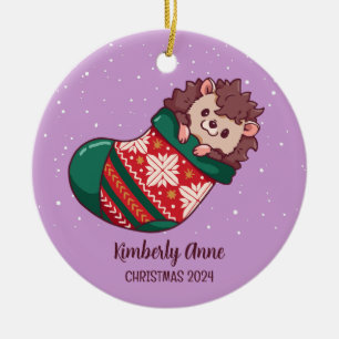 Süßer Igel Weihnachten Tier Schnee Winter Feiertag Keramik Ornament