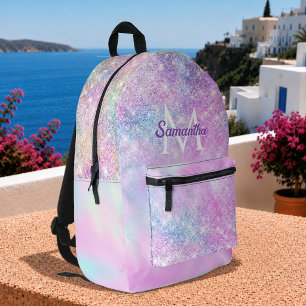 Süßer irisierender rosa-blauer Ombre-Glitter Bedruckter Rucksack