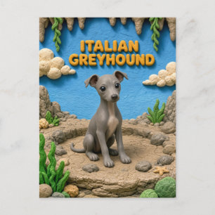 Süßer Italienischer Windhund-Welpe, Babyhund Postkarte