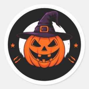 Süßer Jack O Lantern Hexen-Kürbis 🎃 Runder Aufkleber