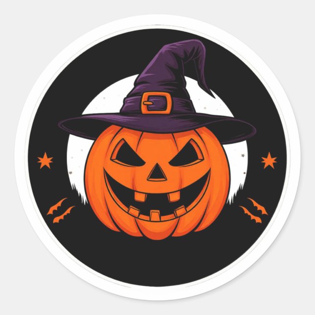 Süßer Jack O Lantern Hexen-Kürbis 🎃 Runder Aufkleber (Vorderseite)