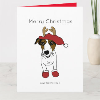 Süßer Jack Russell Terrier Hund Weihnachten Santa Karte
