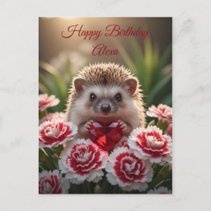 Süßer Januar-Igel mit Granatherz Postkarte