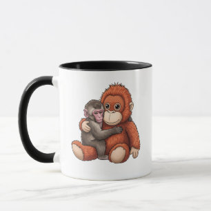 Süßer Japanischer Makak & Orang-Utan und Freund Tasse