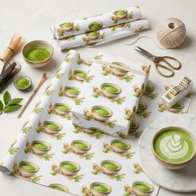 Süßer japanischer Matcha-Fan Geschenkpapier (Von Creator hochgeladen)