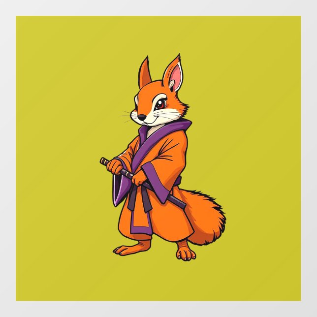 Süßer japanischer Samurai-Eichhörnchen Fensteraufkleber (Blatt)